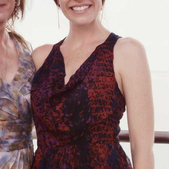 Anthropologie Patterned Silk Maxi Dress w/ T-Back Maxi- Size X-Small - LIKE NEW - Picture 5 of 6